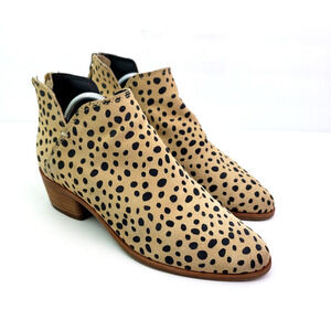 Dolce Vita Kaidie Womens Size 6.5 Tan Black Leopard Suede Ankle Booties Shoes